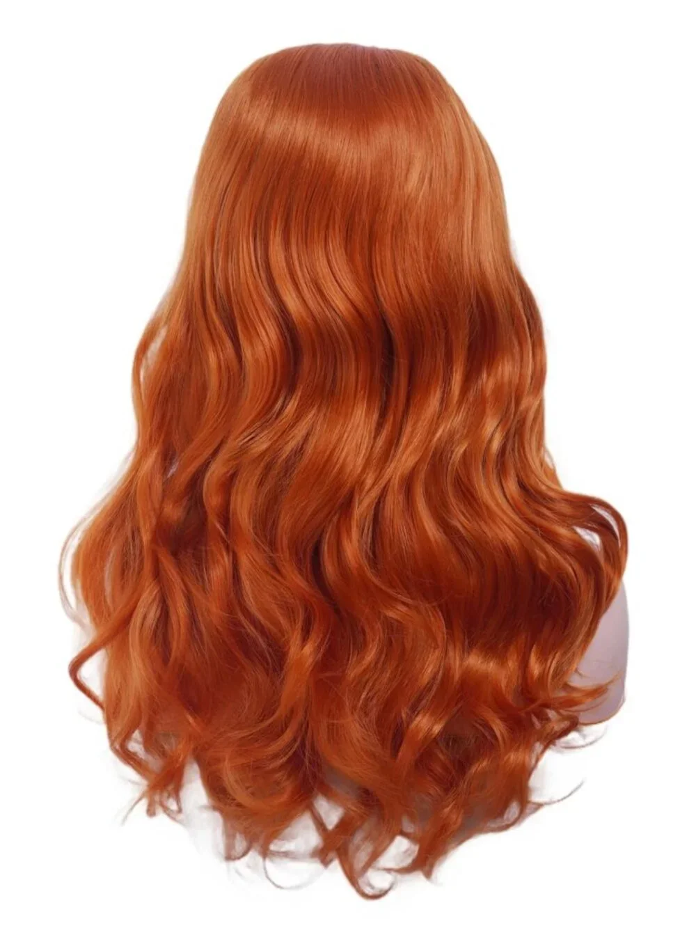 Women's Orange Heat Resistant Synthetic Fiber Retro Long Wavy Wigs Bangs